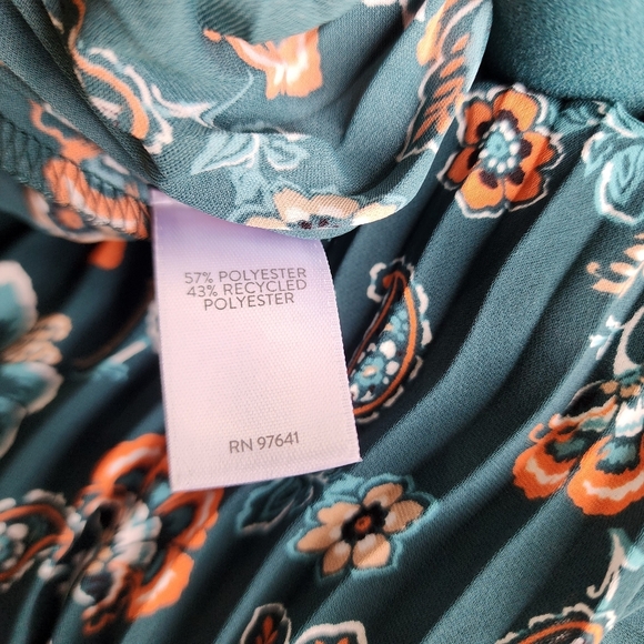 J.Jill Women’s Midi Skirt Wearever  Collection Green Paisley Floral Pleated XL - Picture 7 of 9